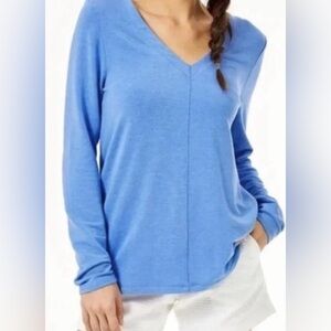 Lilly Pulitzer Blue Areli V-Neck Long Sleeve Top. L